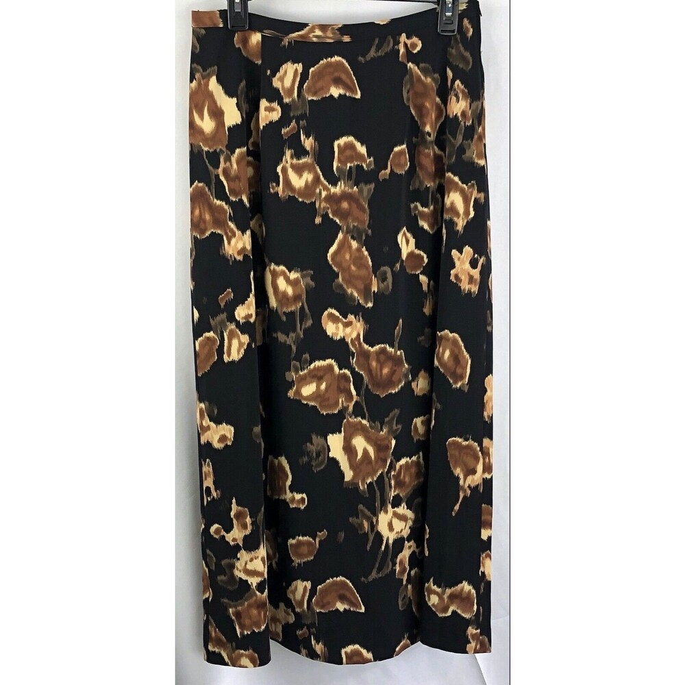 Vintage maxi skirt 12 Blk/Brown Geometric 30”W Classic Y2K Cottage Boho Grunge